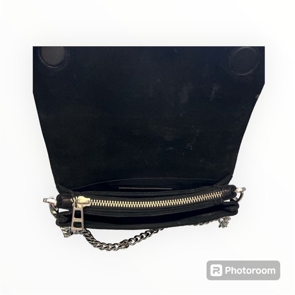 ZADIG & VOLTAIRE Rock Nano Suede Clutch - Black w Silver Hardware - Picture 3 of 10
